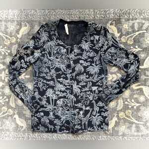 Tory Burch Navy Blue Safari Animal Cardigan